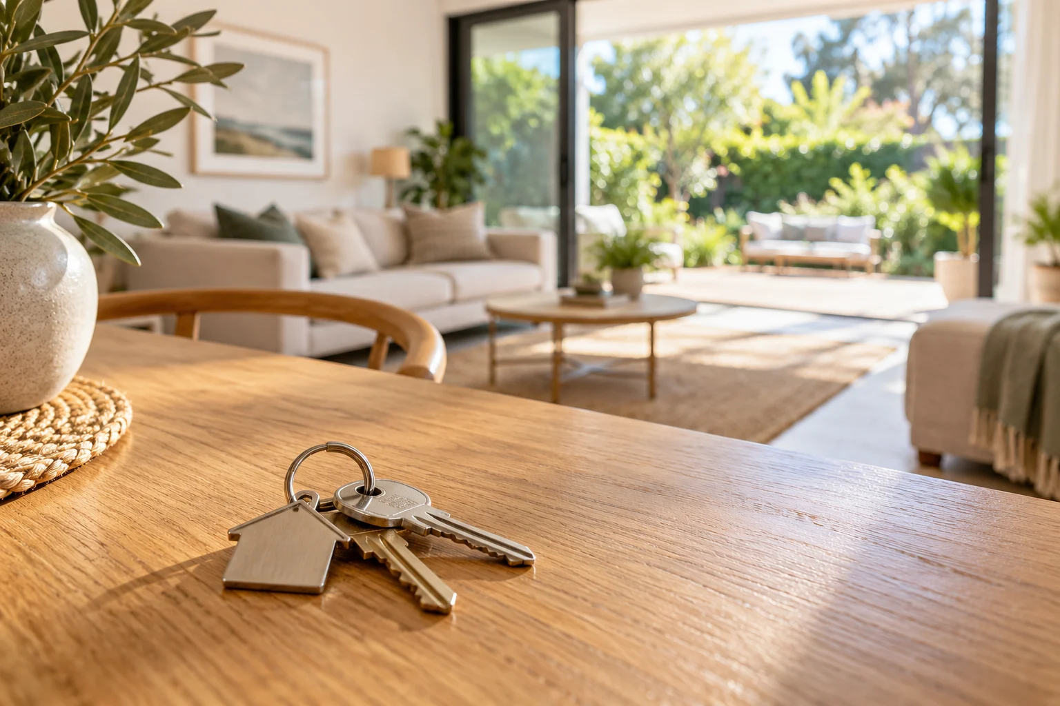 House keys in a bright home interior